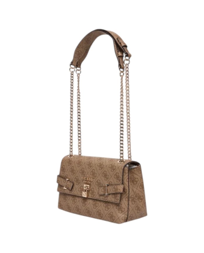 Tracolla Donna Guess Yesba 4G Logo Leather Latte Beige