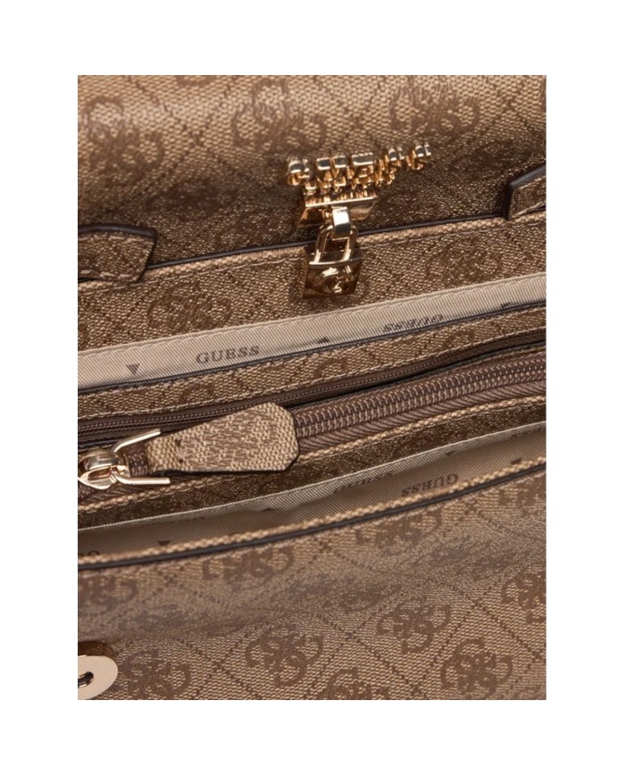 Tracolla Donna Guess Yesba 4G Logo Leather Latte Beige