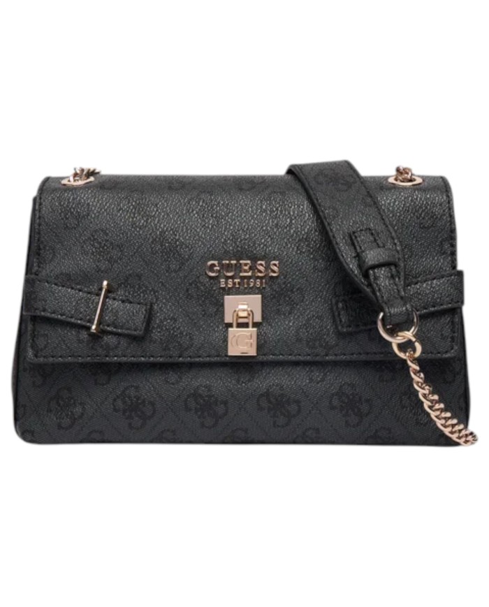 Tracolla Donna Guess Yesba 4G Logo Leather Coal Black