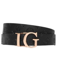 Cintura Donna Guess 4G Logo Peony Reversibile Leather Black Taupe