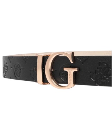 Cintura Donna Guess 4G Logo Peony Reversibile Leather Black Taupe