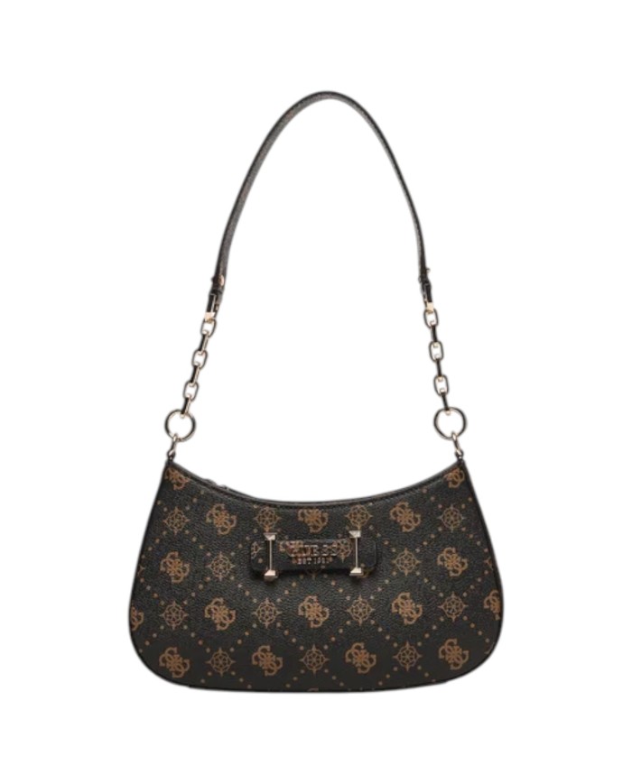 Tracolla Donna Guess Carrie 4G Logo Peony Leather Espresso Brown