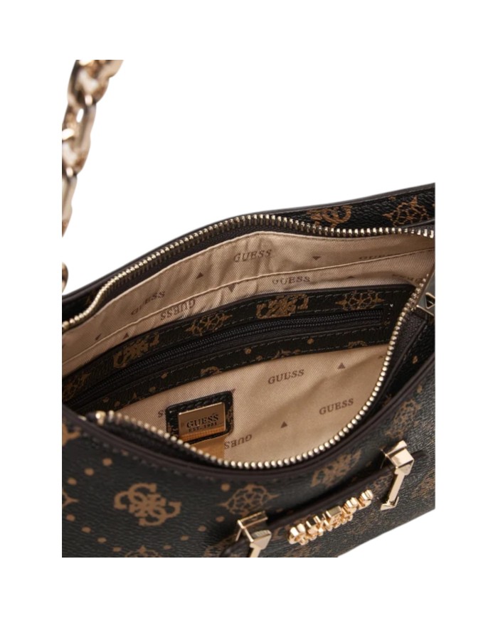 Tracolla Donna Guess Carrie 4G Logo Peony Leather Espresso Brown