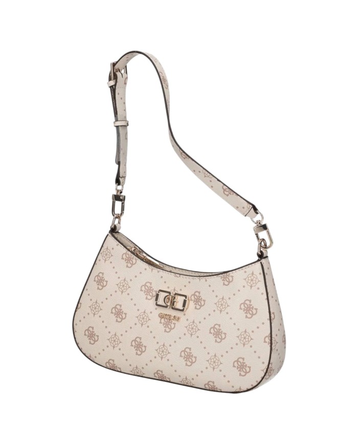 Tracolla Donna Guess Carrie 4G Logo Peony Leather Vanilla