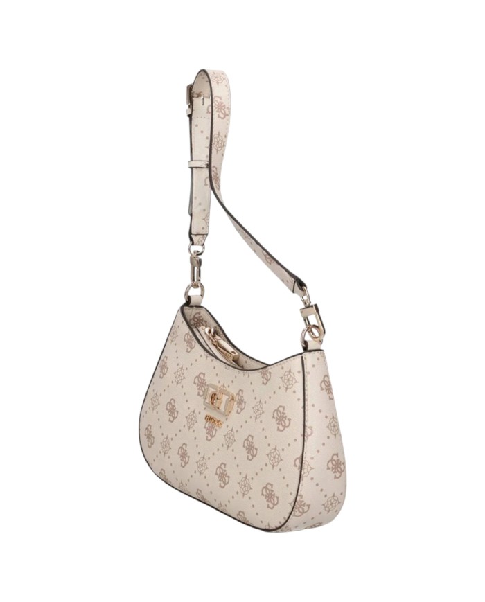 Tracolla Donna Guess Carrie 4G Logo Peony Leather Vanilla