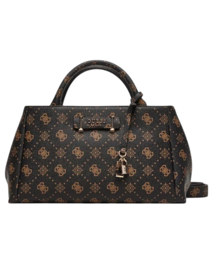 Borsa Donna Guess Carrie 4G Logo Con Tracolla Leather Espresso Brown
