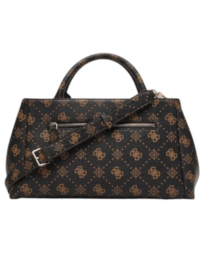 Borsa Donna Guess Carrie 4G Logo Con Tracolla Leather Espresso Brown