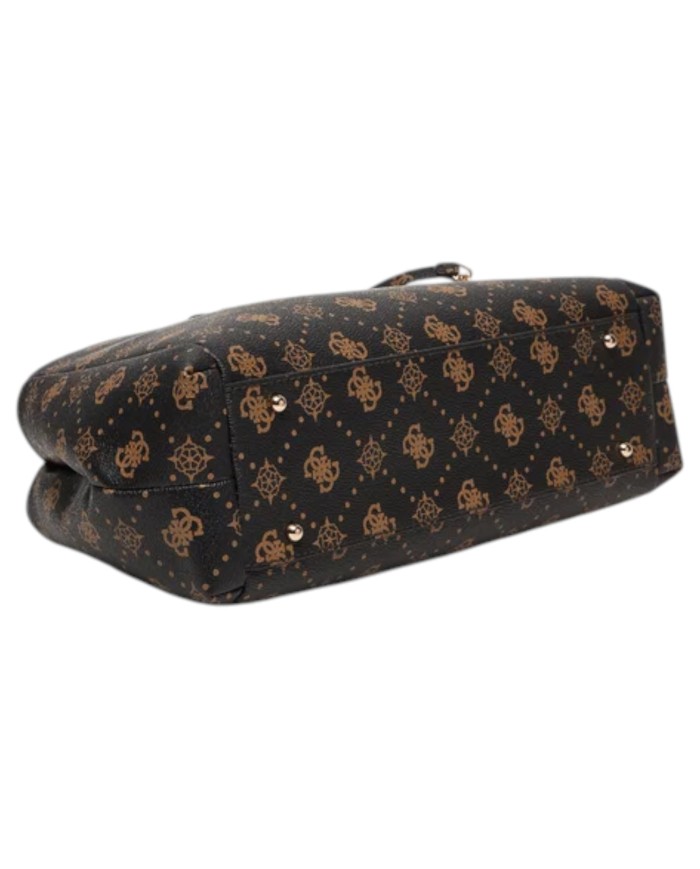 Borsa Donna Guess Carrie 4G Logo Con Tracolla Leather Espresso Brown