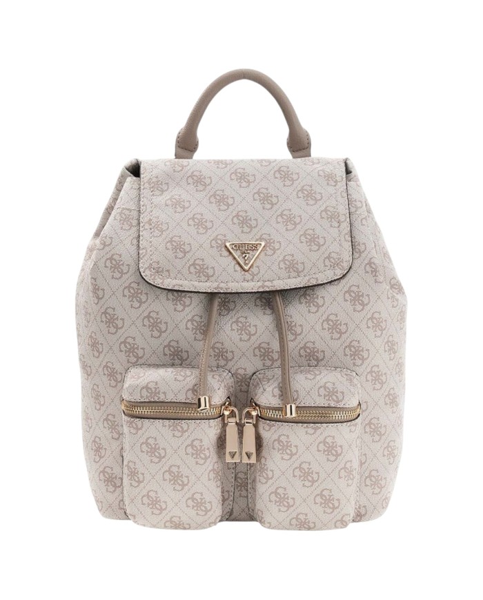 Zaino Guess Donna Manhattan II 4G Logo Double Pockets Leather Dark Taupe
