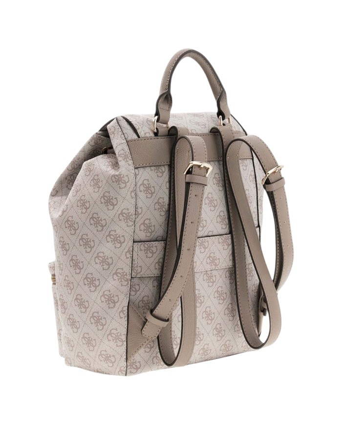 Zaino Guess Donna Manhattan II 4G Logo Double Pockets Leather Dark Taupe