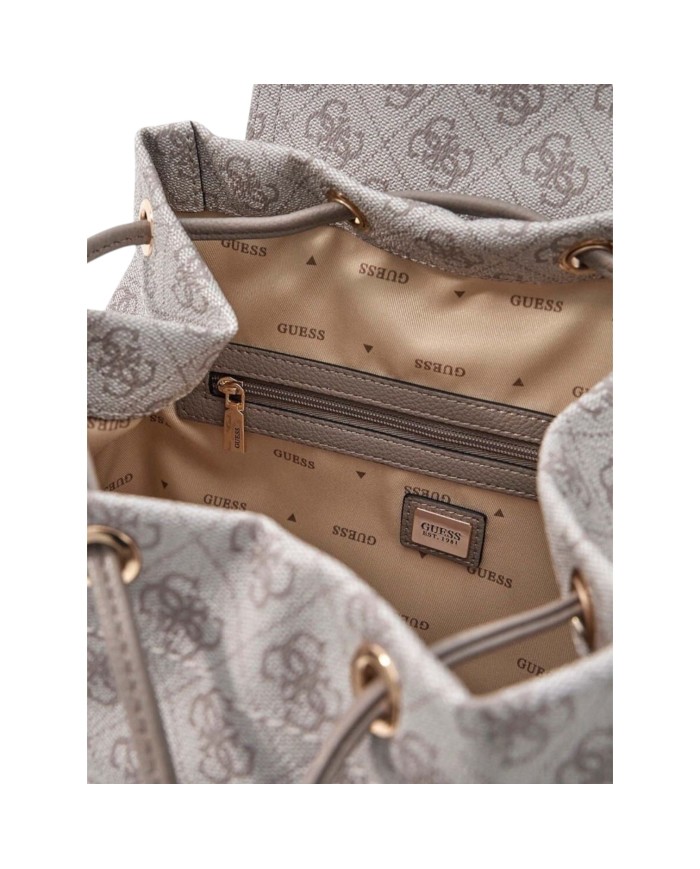 Zaino Guess Donna Manhattan II 4G Logo Double Pockets Leather Dark Taupe