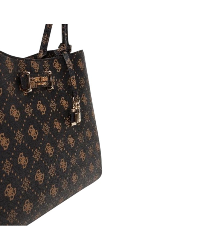 Shopper Guess Donna Carrie 4G Logo Peony Leather Espresso Brown