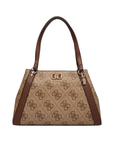 Shopper Guess Donna Karnilla 4G Maxi Logo Leather Latte Beige
