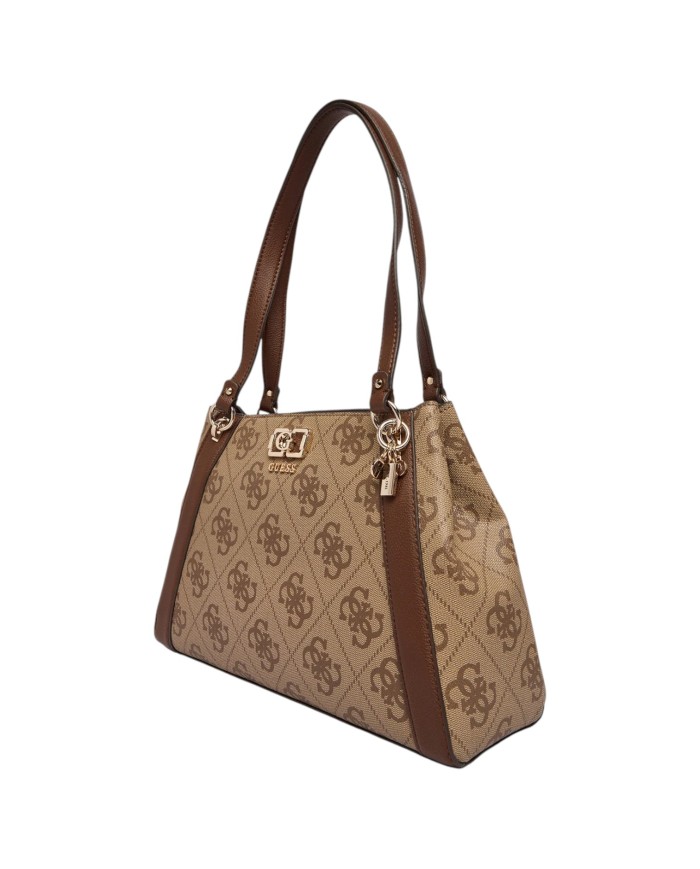 Shopper Guess Donna Karnilla 4G Maxi Logo Leather Latte Beige