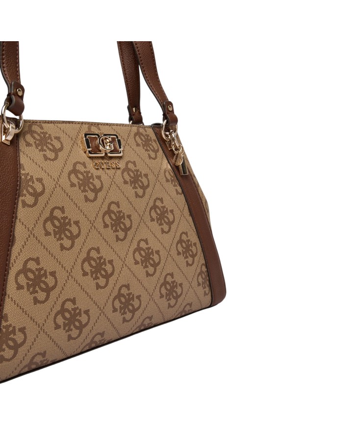 Shopper Guess Donna Karnilla 4G Maxi Logo Leather Latte Beige