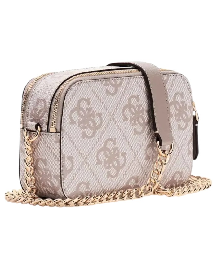 Tracolla Donna Guess Noelle II 4G Maxi Logo Leather Dark Taupe