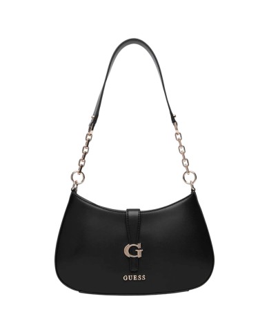 Tracolla Donna Guess Carrie Fibbia G Logo Leather Black