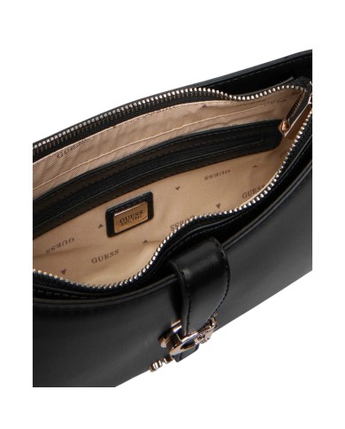 Tracolla Donna Guess Carrie Fibbia G Logo Leather Black