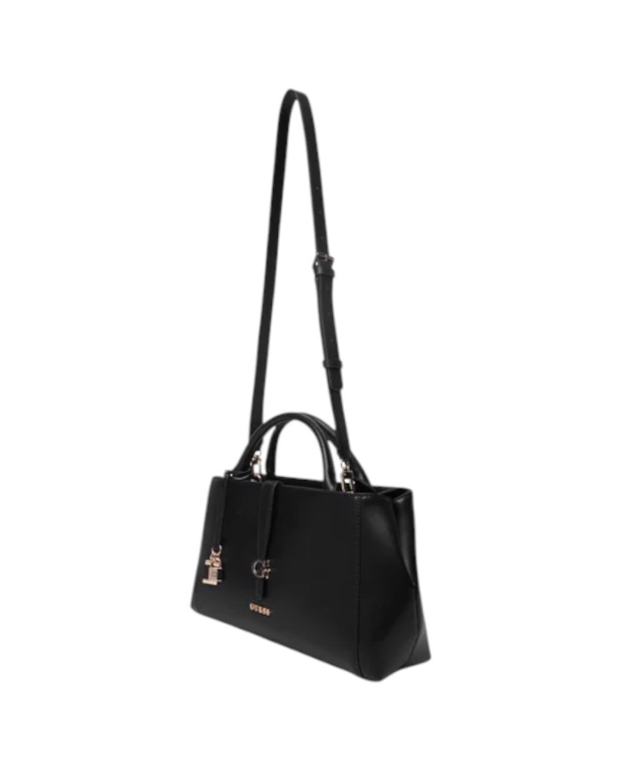 Borsa A Mano Donna Guess Carrie Con Tracolla G Logo Leather Black