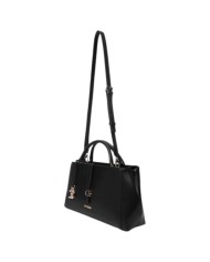 Borsa A Mano Donna Guess Carrie Con Tracolla G Logo Leather Black