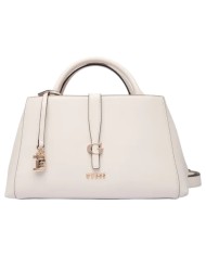 Borsa A Mano Donna Guess Carrie Con Tracolla G Logo Leather Stone White