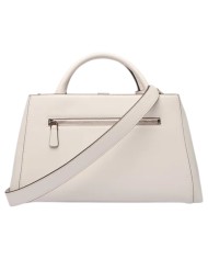 Borsa A Mano Donna Guess Carrie Con Tracolla G Logo Leather Stone White