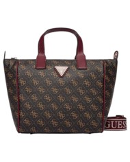 Borsa Guess Donna Follie Travel Con Tracolla 4G Logo Leather Brown Burgundy