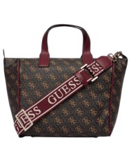 Borsa Guess Donna Follie Travel Con Tracolla 4G Logo Leather Brown Burgundy