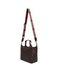Borsa Guess Donna Follie Travel Con Tracolla 4G Logo Leather Brown Burgundy