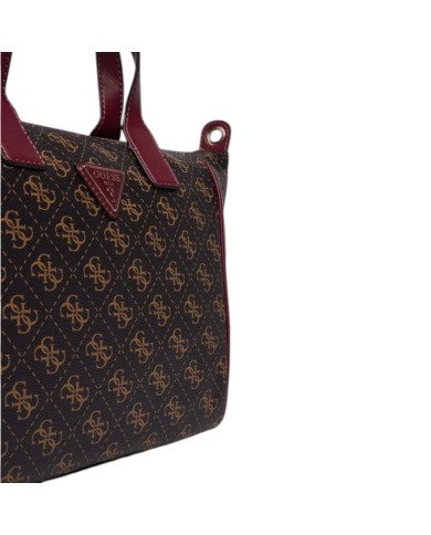Borsa Guess Donna Follie Travel Con Tracolla 4G Logo Leather Brown Burgundy