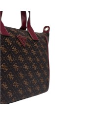Borsa Guess Donna Follie Travel Con Tracolla 4G Logo Leather Brown Burgundy