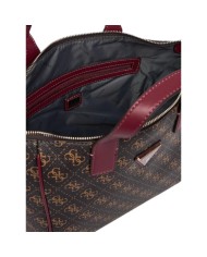 Borsa Guess Donna Follie Travel Con Tracolla 4G Logo Leather Brown Burgundy
