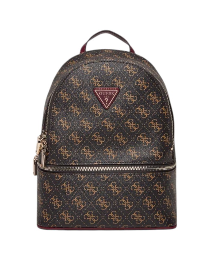 Zaino Guess Donna Follie Travel 4G Logo Leather Brown Burgundy