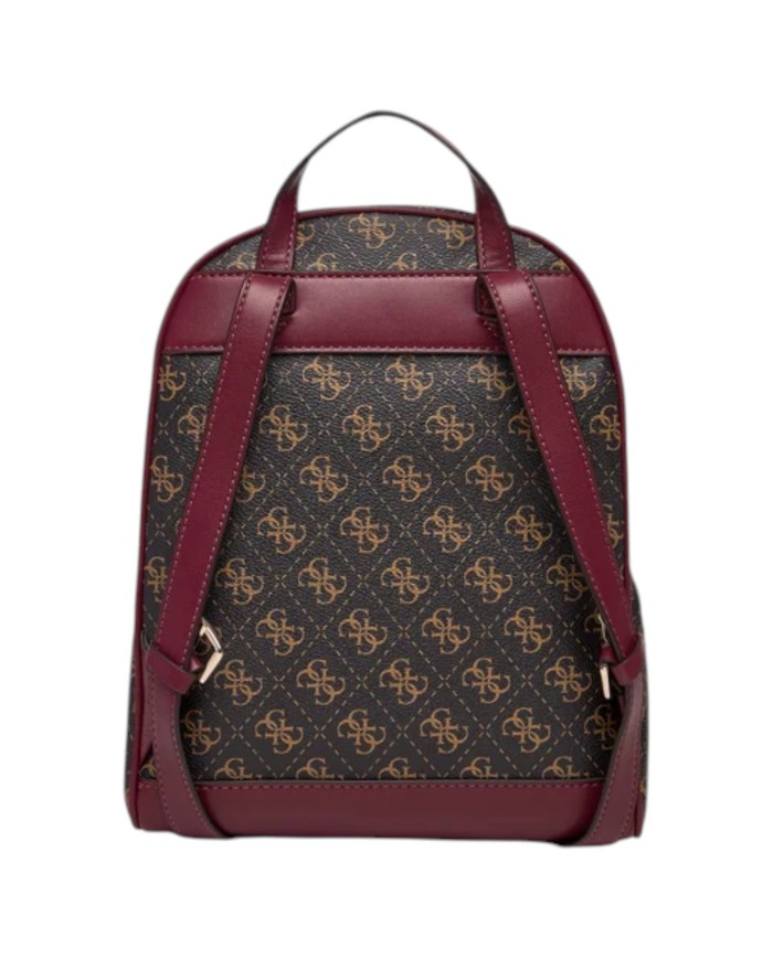 Zaino Guess Donna Follie Travel 4G Logo Leather Brown Burgundy