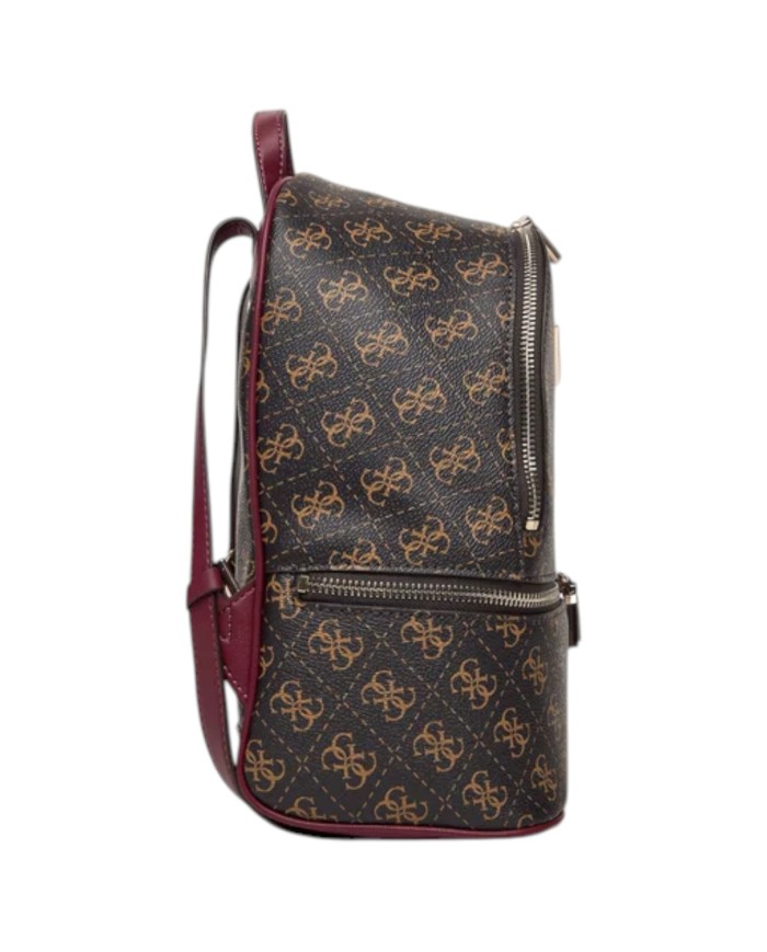 Zaino Guess Donna Follie Travel 4G Logo Leather Brown Burgundy