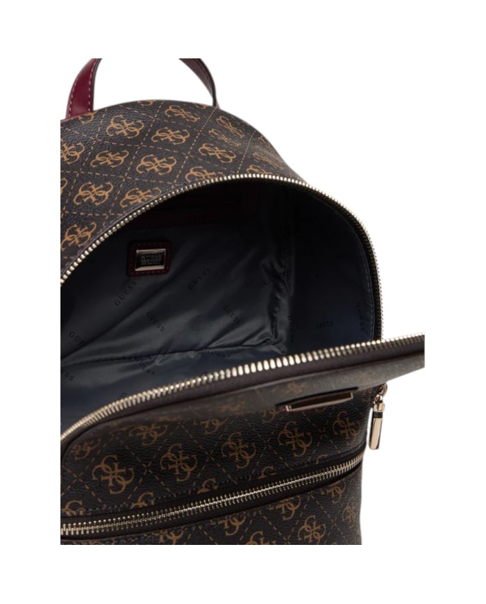 Zaino Guess Donna Follie Travel 4G Logo Leather Brown Burgundy