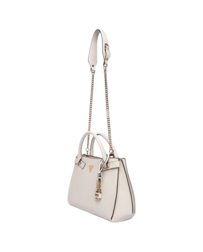 Borsa A Mano Guess Donna Serenova Con Tracolla Saffiano Leather Off White
