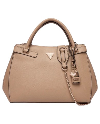Borsa A Mano Guess Donna Serenova Con Tracolla Saffiano Leather Pale Mocha