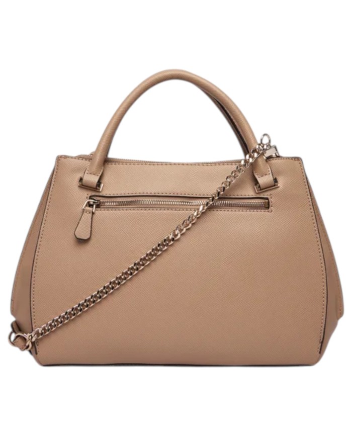 Borsa A Mano Guess Donna Serenova Con Tracolla Saffiano Leather Pale Mocha