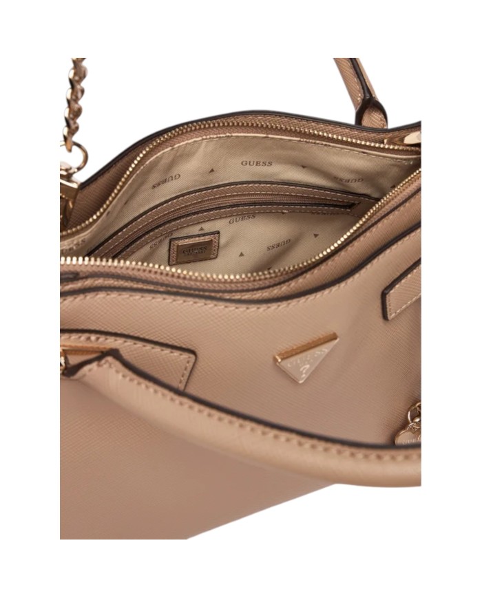 Borsa A Mano Guess Donna Serenova Con Tracolla Saffiano Leather Pale Mocha