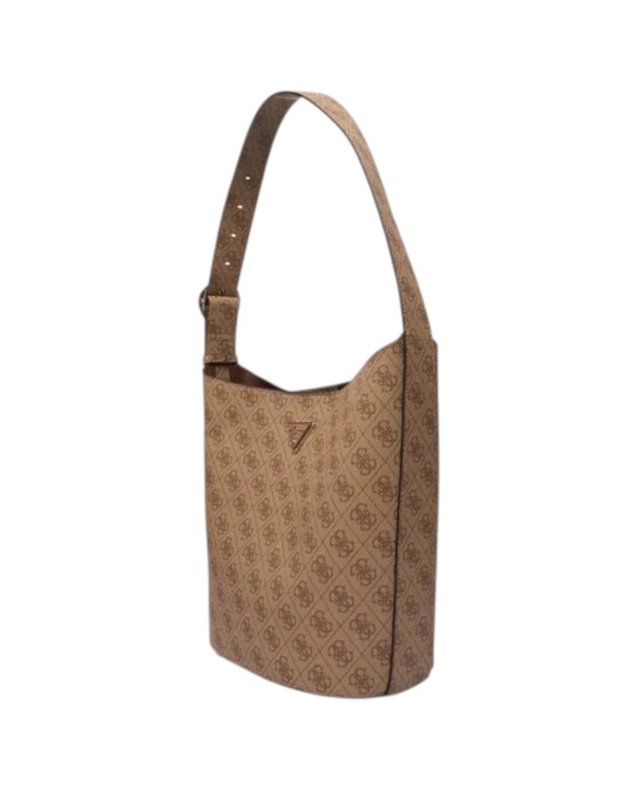 Borsa Guess Donna Meridian II 4G Logo Secchiello Leather Latte Beige