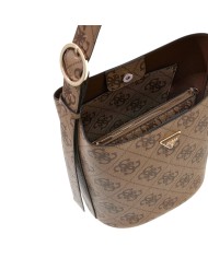 Borsa Guess Donna Meridian II 4G Maxi Logo Secchiello Leather Latte Beige