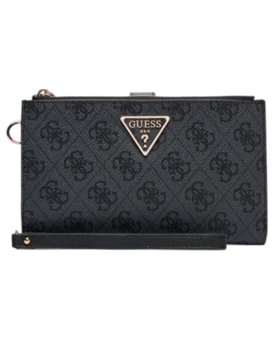Portafoglio Donna Guess Laurel II Slg 4G Logo Leather Coal Black