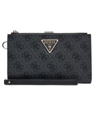 Portafoglio Donna Guess Laurel II Slg 4G Logo Leather Coal Black