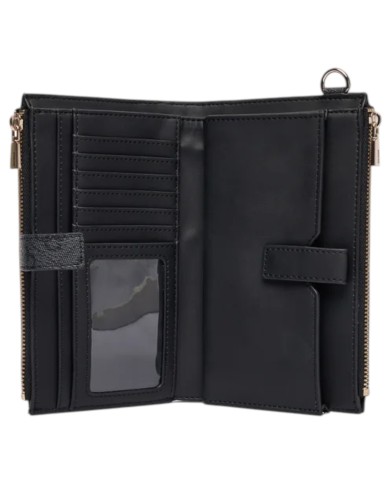 Portafoglio Donna Guess Laurel II Slg 4G Logo Leather Coal Black