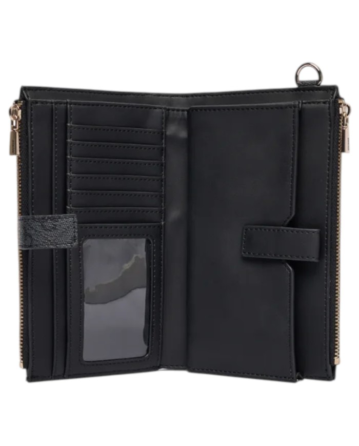 Portafoglio Donna Guess Laurel II Slg 4G Logo Leather Coal Black