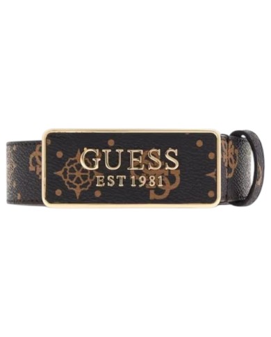 Cintura Donna Guess Silia 4G Logo Peony Leather Brown