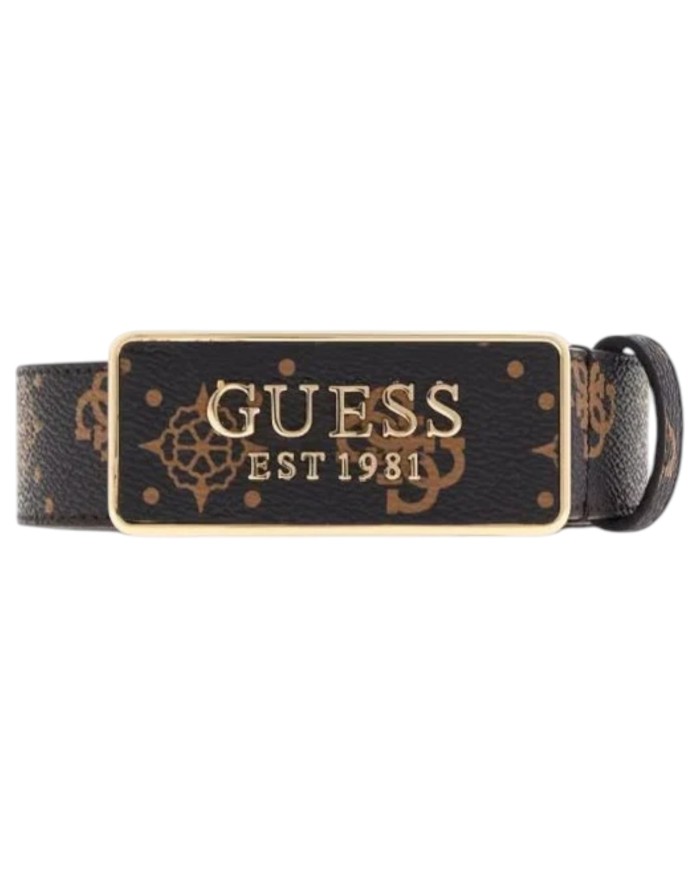 Cintura Donna Guess Silia 4G Logo Peony Leather Brown