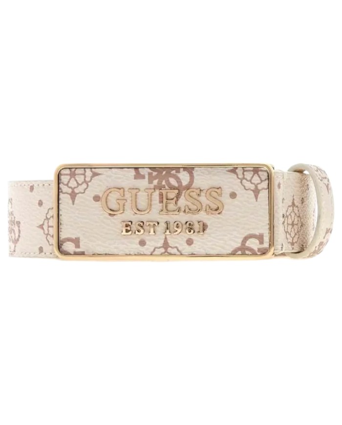 Cintura Donna Guess Silia 4G Logo Peony Leather Vanilla Cream