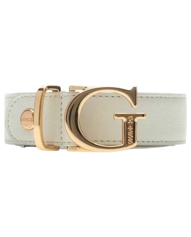 Cintura Donna Guess Sally G Logo Leather White